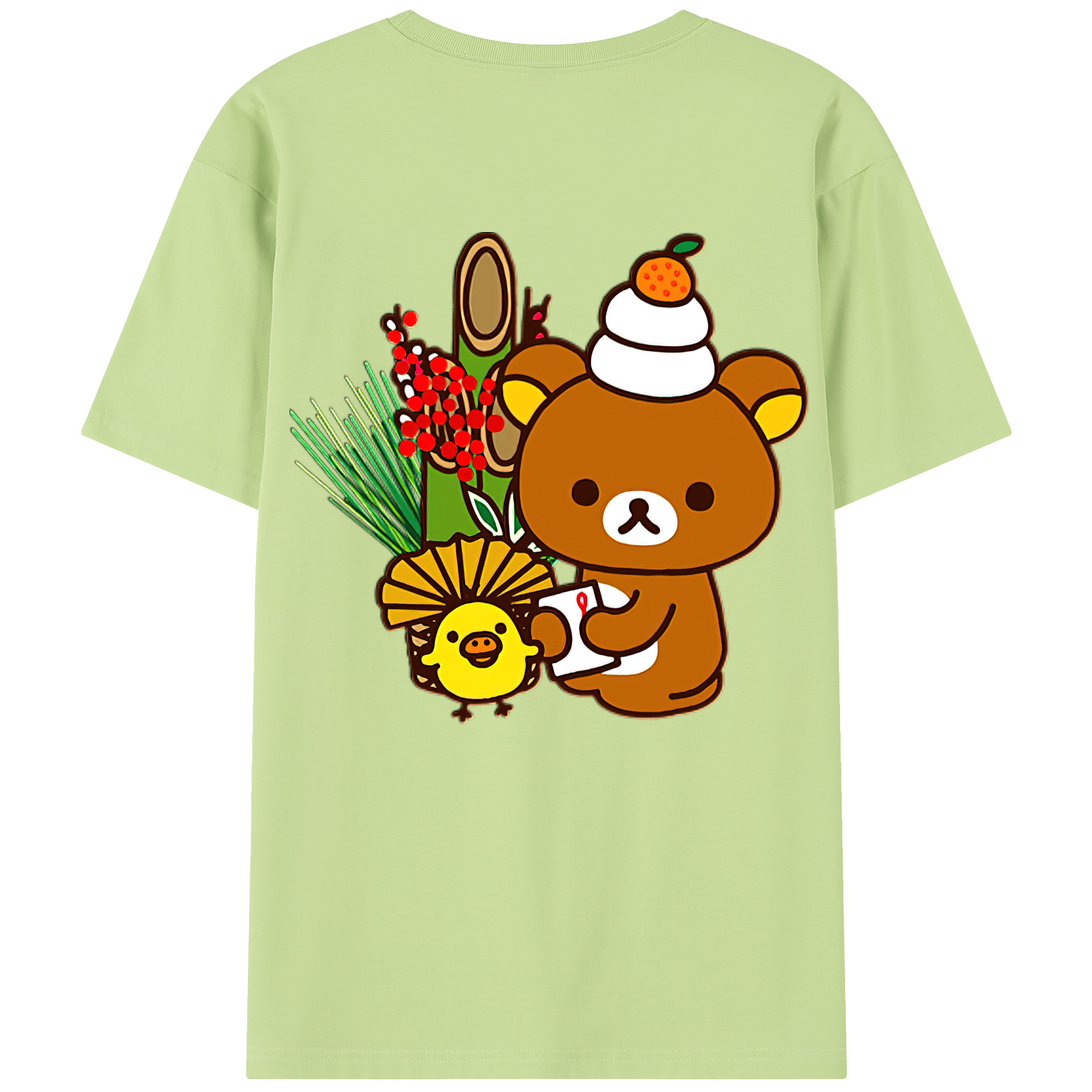 （画像用） リラックマ リラックマ キイロイトリ Rilakkuma Korilakkuma Kiiroitori 綿100％半袖Tシャツ（背面プリント）